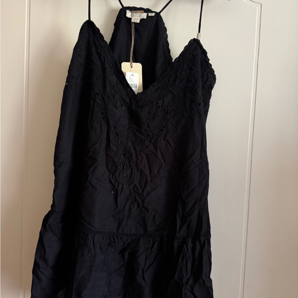 Anthropologie Let Me Be Lace Peplum Tank Elegant Black Women Top - Picture 5 of 11